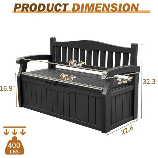 80 Gallon Storage Bench Deck Box Lockable for Patio Furniture, Garden Decor and Outdoor Seating for Garden Tools & Pool Supplies