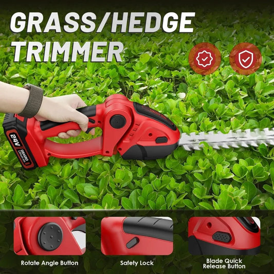 24V Cordless Grass Shears, 2200RPM 2-in-1 Handheld Electric Grass Cutter/Shrubbery Trimmers, Mini Shrub Trimmer Battery Operated