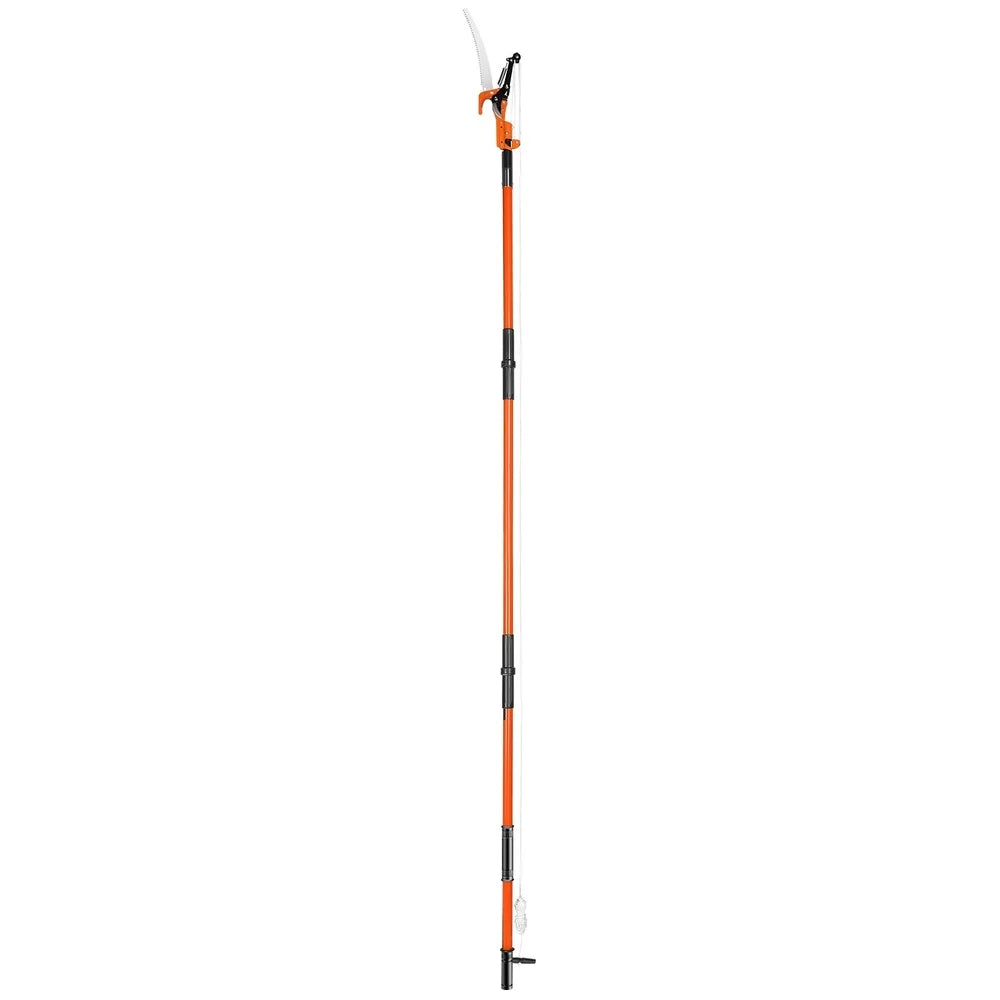 Extendable Manual Pole Saw 7.3-27ft Fiberglass Tree Pruner Sharp Blade Double Lock Joint Easy Use High Low Branch Cutting