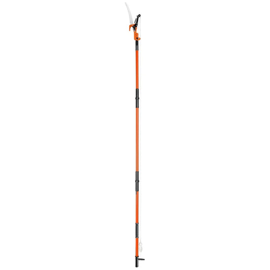 Extendable Manual Pole Saw 7.3-27ft Fiberglass Tree Pruner Sharp Blade Double Lock Joint Easy Use High Low Branch Cutting