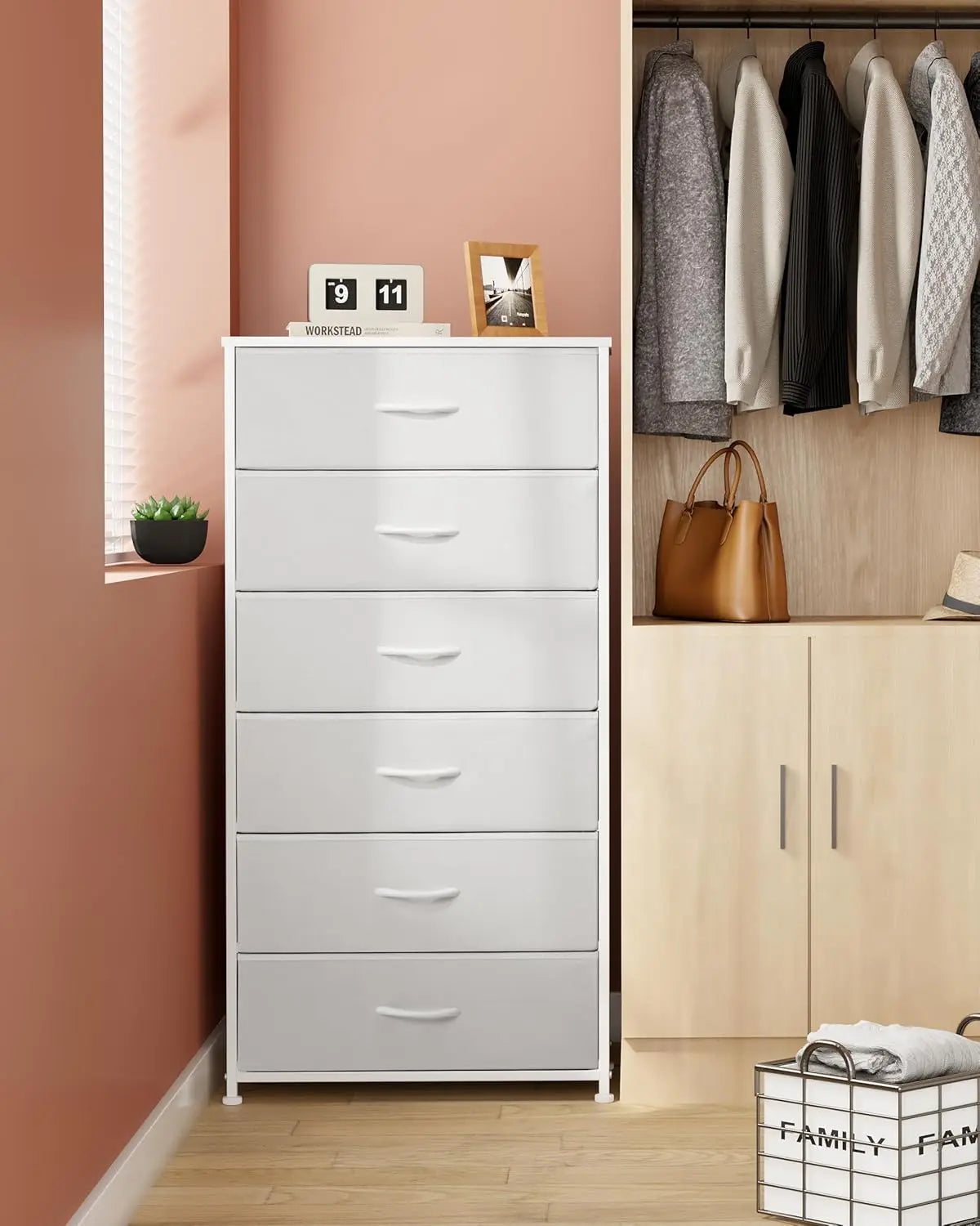 Crestlive Products Dresser For Bedroom With 6 Drawers, Tall Chest Of Drawers, White Dressers Bedroom Furniture, Storage