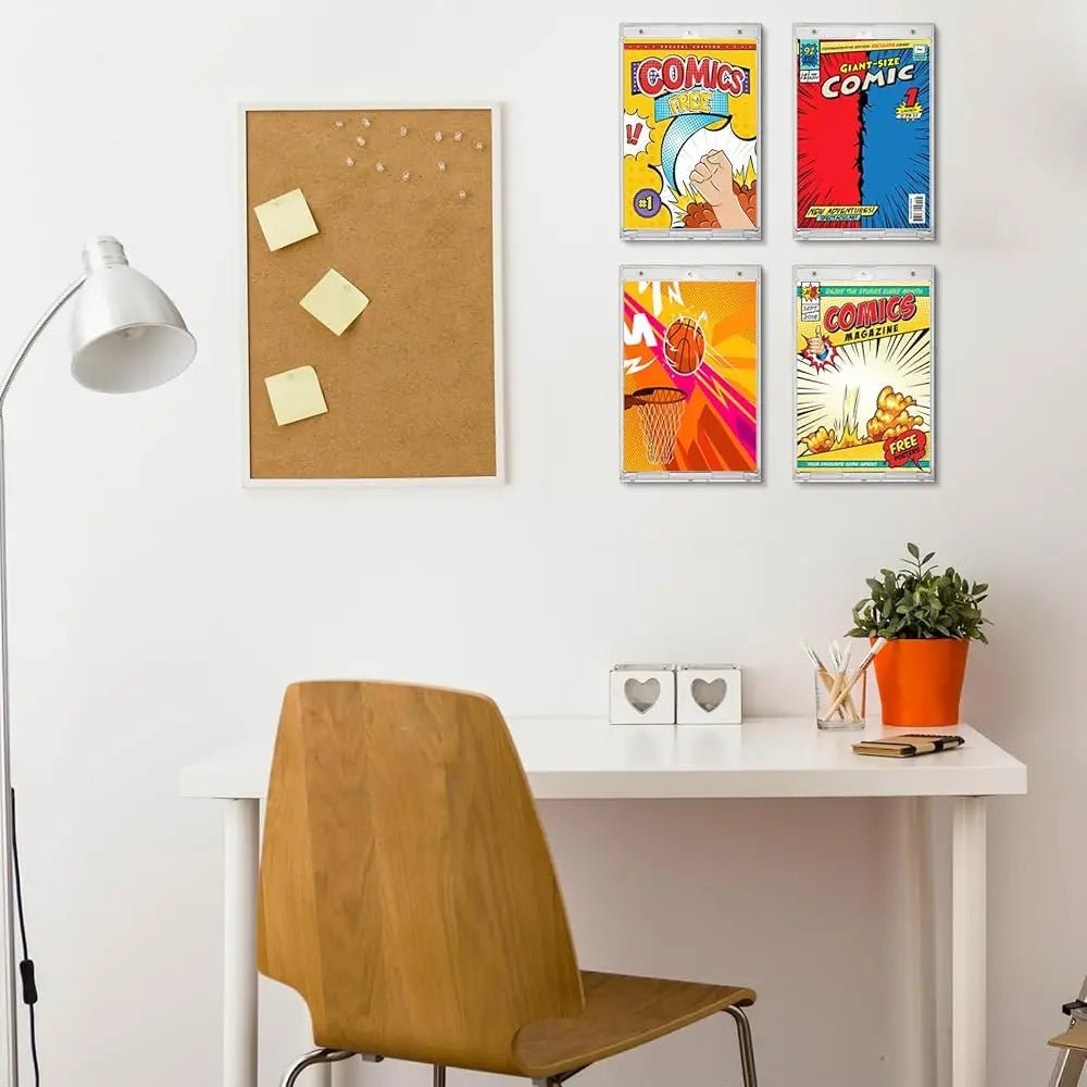 4 Pa Magnetic Comic Book Holder 7.52"" X 12.24"" Outer Clear Comic Book Display Case 7.13"" X 10.91"" Inside Wall Mountable Uv
