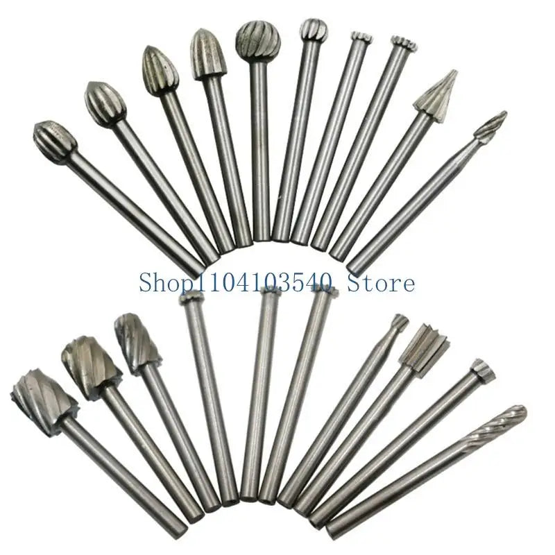 02DC 20PCS 3mm Shank HighSpeed Steel Rotary Burr Set Deburring Polishing Tools Bit for Dremel Accessories Rotary Burrs 39mm
