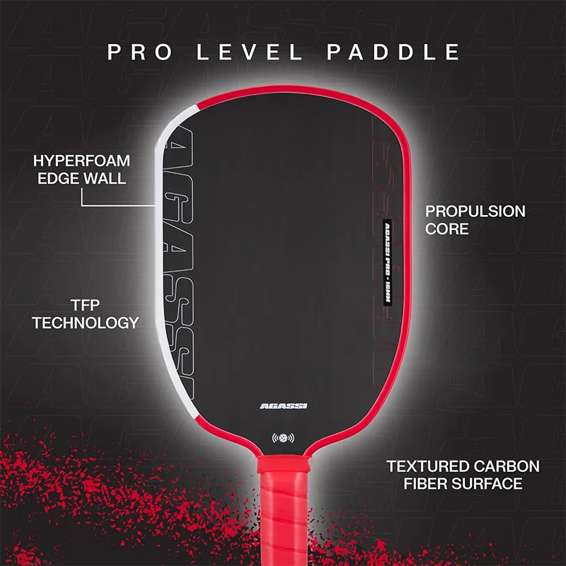 2025 Agassi Pro Shape Tfp Foam 16mm Thickness Gen4 Core Thermoformed Toray T700 Carbon Fiber Pickleball Paddle