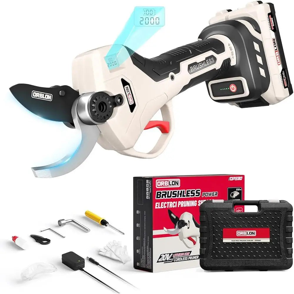 Cordless Electric Pruning Shears Brushless Motor SK5 Blades LCD Display Ergonomic Handle Smart Battery Life Fast Cutting Pruner