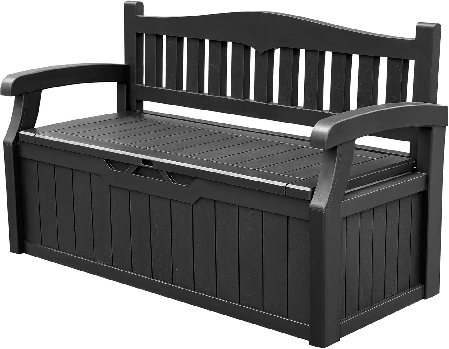 80 Gallon Storage Bench Deck Box Lockable for Patio Furniture, Garden Decor and Outdoor Seating for Garden Tools & Pool Supplies