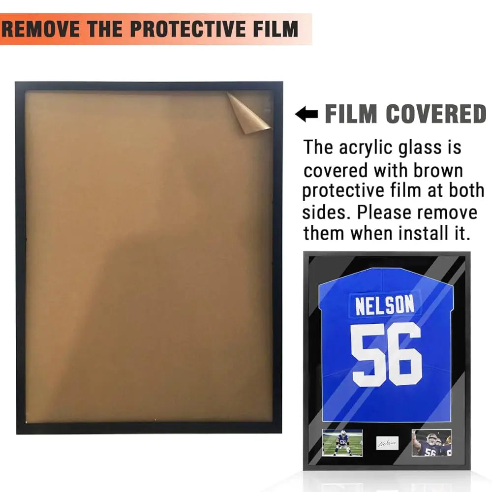 32""X24"" Jersey Frame Display Case Wooden Wall Mounted Shadow Box For Baseball Basketball Football Soccer Hockey Sport Shirt,