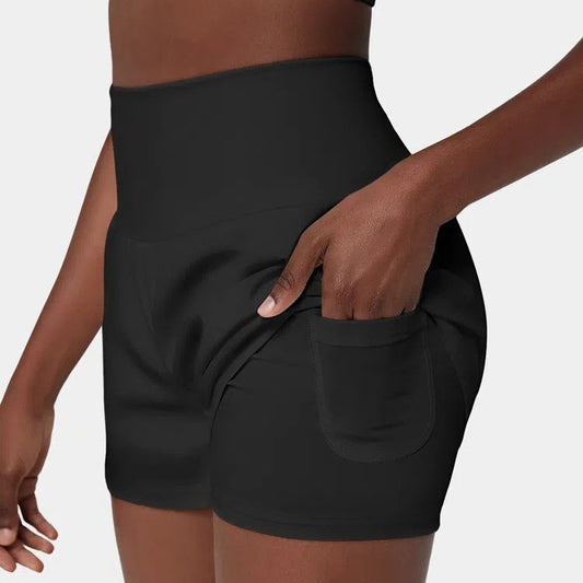 European And American Fitness Simple Casual Pants High Waist Pocket Anti-exposure Bottoming Yoga Shorts