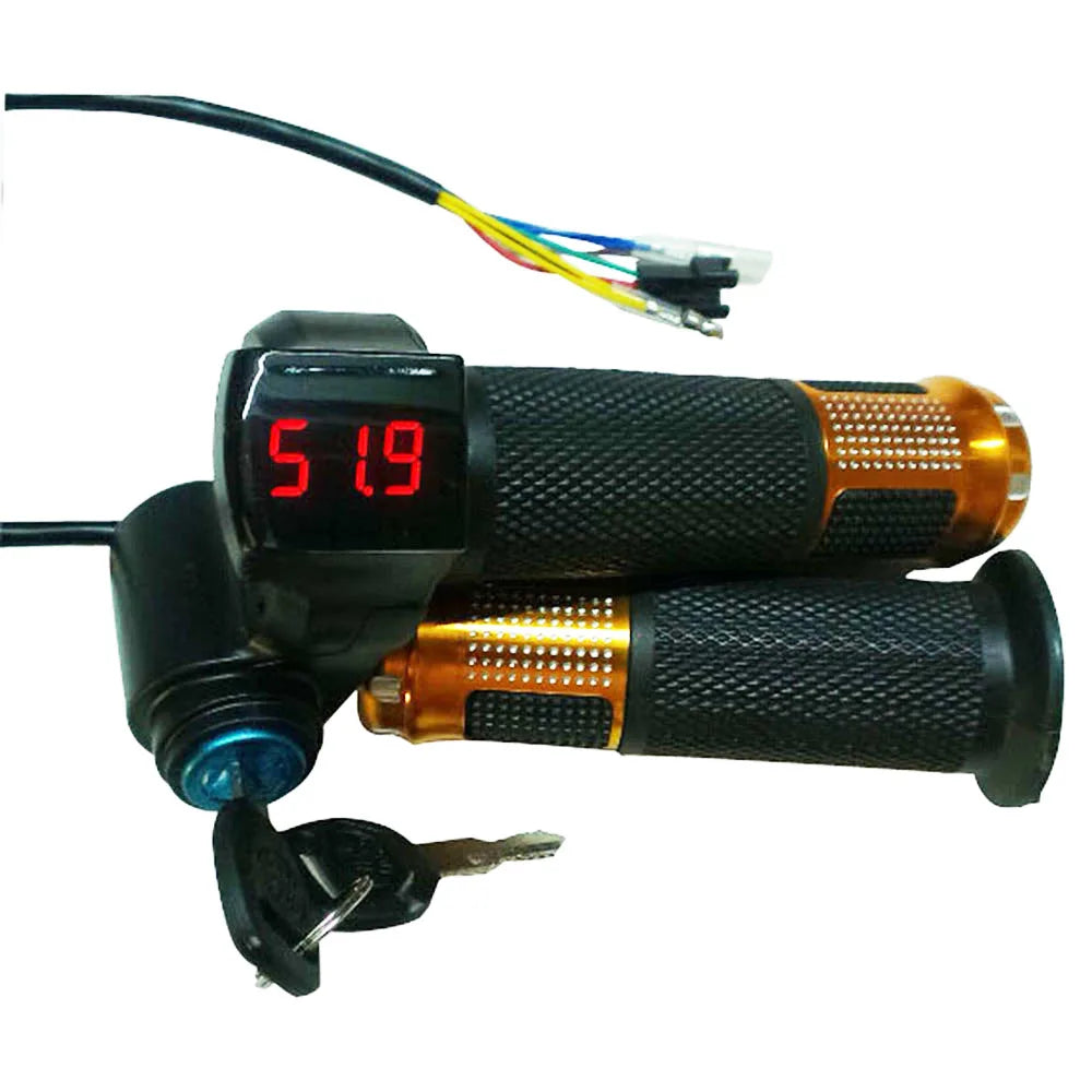 Electric Bike/Scooter Twist Throttle with Battery Power LCD Display Switch Handlebar Grips for Electric Bicycle/Scooter/E-Bike