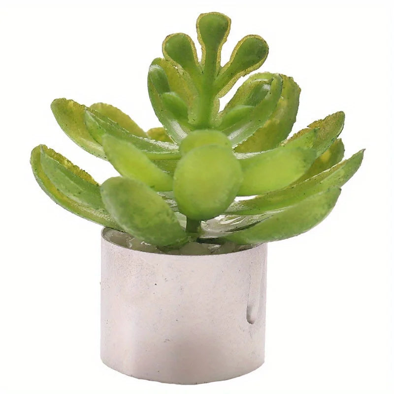1pcs Mini Plant Gold Silver Flowerpot Miniature Simulation Succulent Plants Toy Play Dollhouse Room Garden Art Accessories