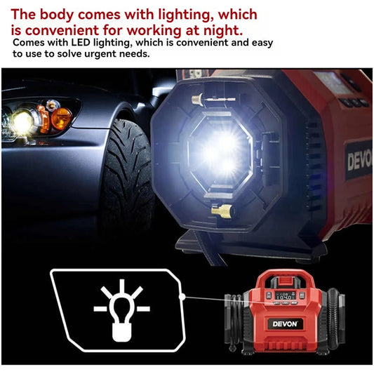Cordless Tire Inflator Pressure Air Compressor Electric Inflatable Pumps