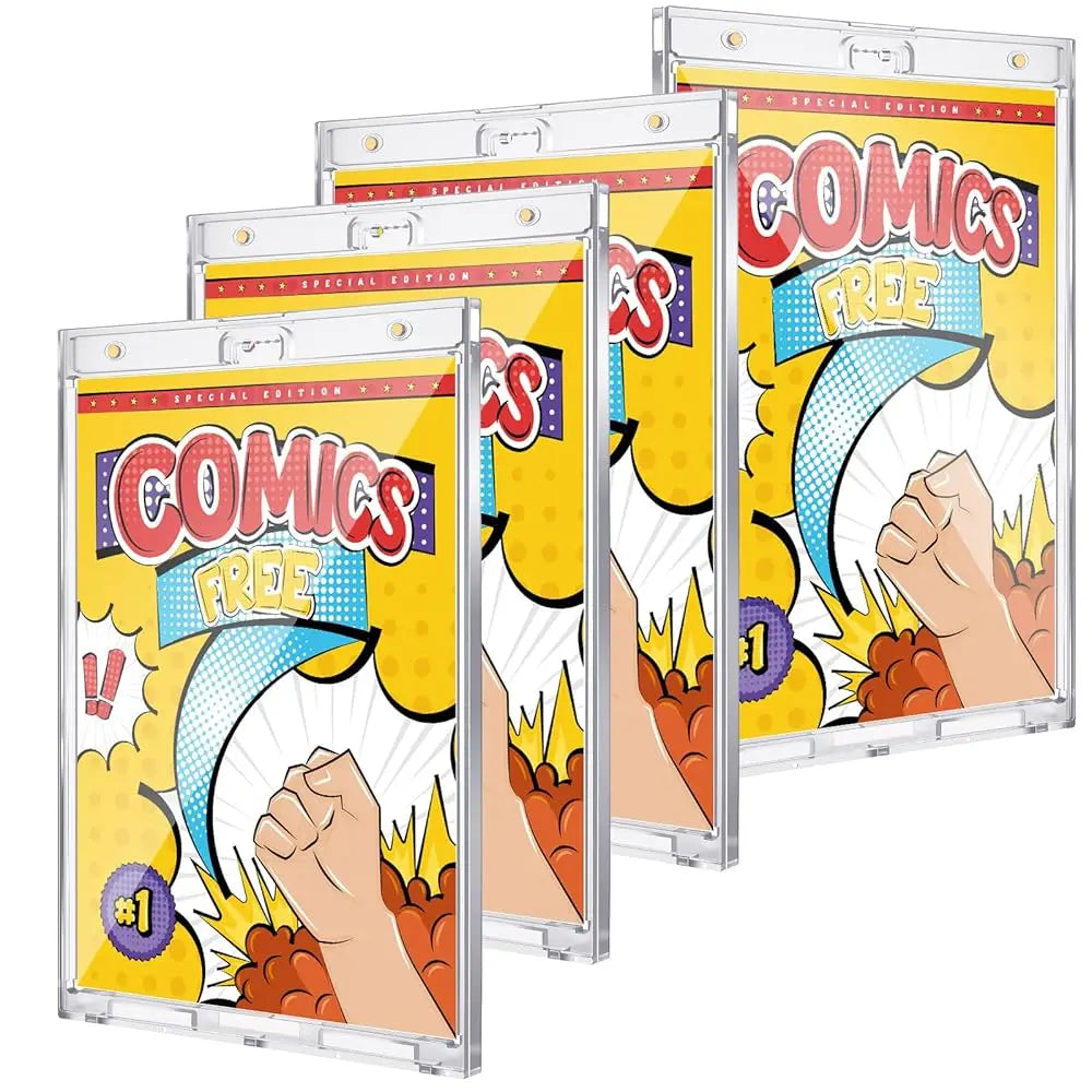 4 Pa Magnetic Comic Book Holder 7.52"" X 12.24"" Outer Clear Comic Book Display Case 7.13"" X 10.91"" Inside Wall Mountable Uv