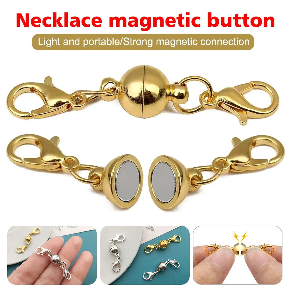 10 Pairs Necklace Magnet Connector Gold Siver Cylindrical Magnetic Clasp Connectors For Jewelry Making Necklace Bracelet