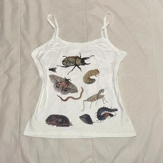 90s summer aesthetic clothing women's crop top women's Y2k style printed sleeveless women's sexy vest streetwear