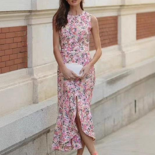 Fashion Printing Sleeveless Elegant Dress Women