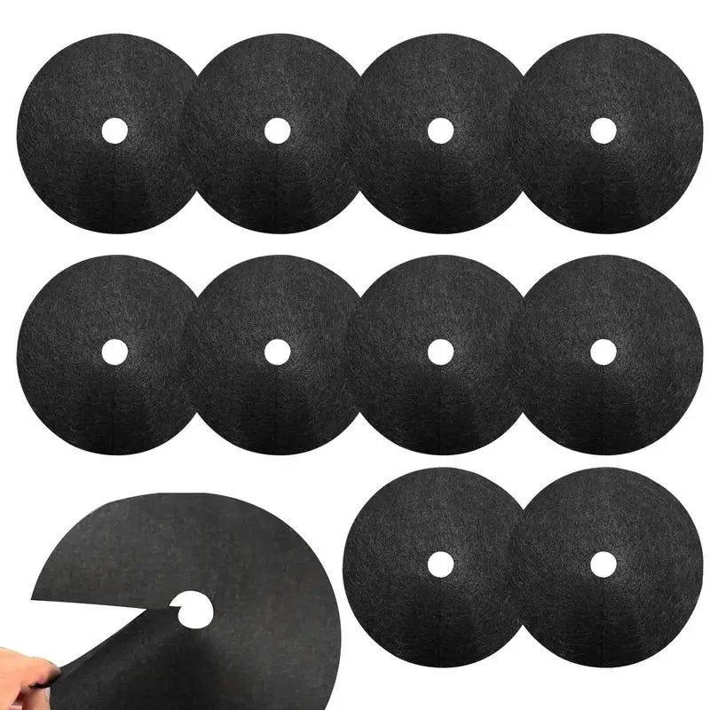 10pcs Weeds Barrier Mats Non Woven Tree Mulch Ring Thickened Tree Protectors Mat Black Mulch Reusable Tree Rings Landscaping