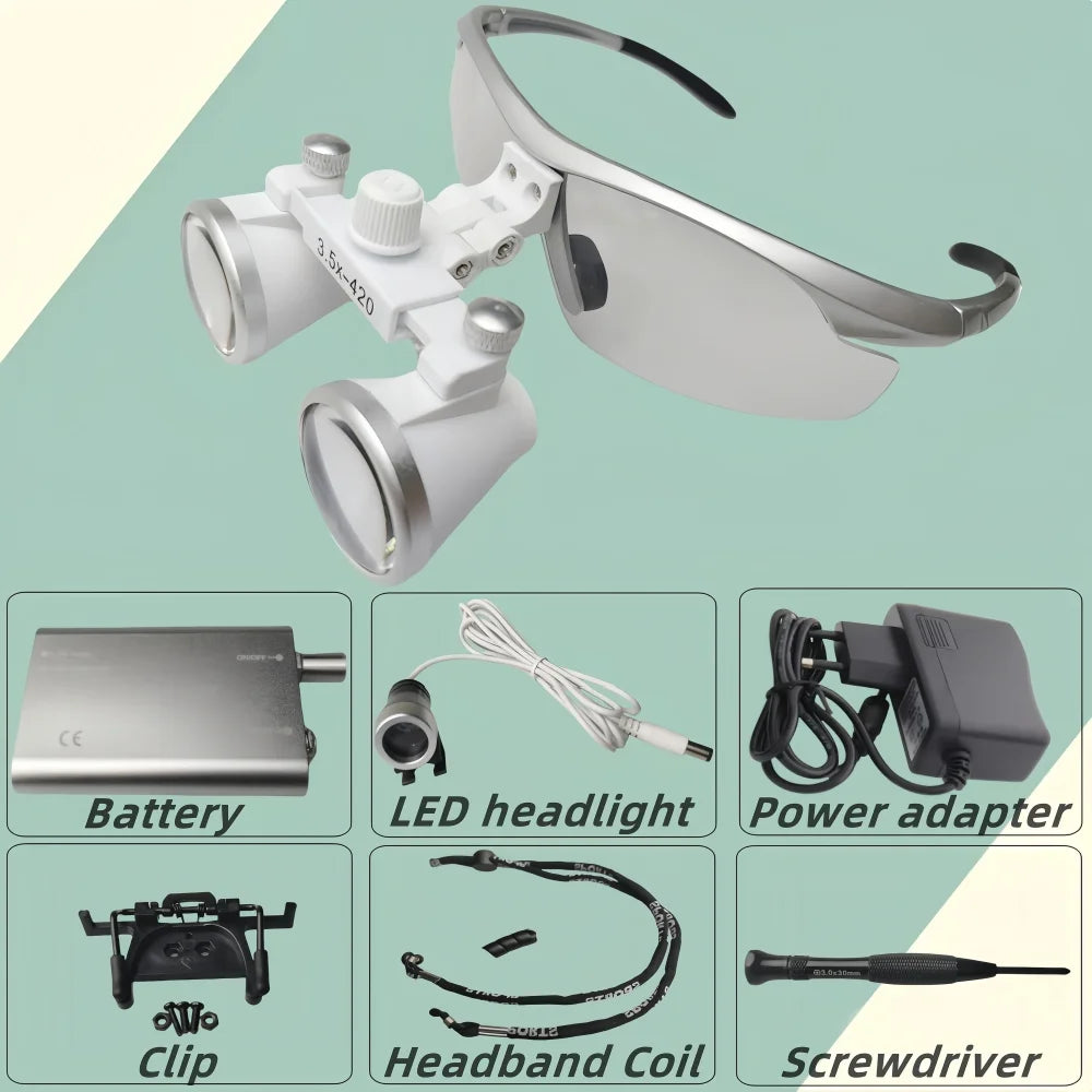 3.5X Ultra-Lightweight Dental Loupes Binocular Magnifier for Surgery - 320mm-420mm Range Dental surgical tools