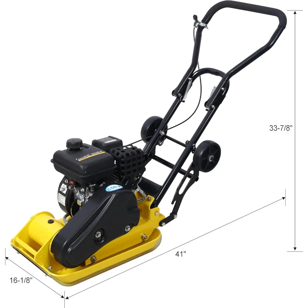 2.5HP Plate Compactor Gas 79.7CC 8200N Force Construction Concrete Tamper Machine Power Paver 19.3 x 12.6" Plate Pavement Compac