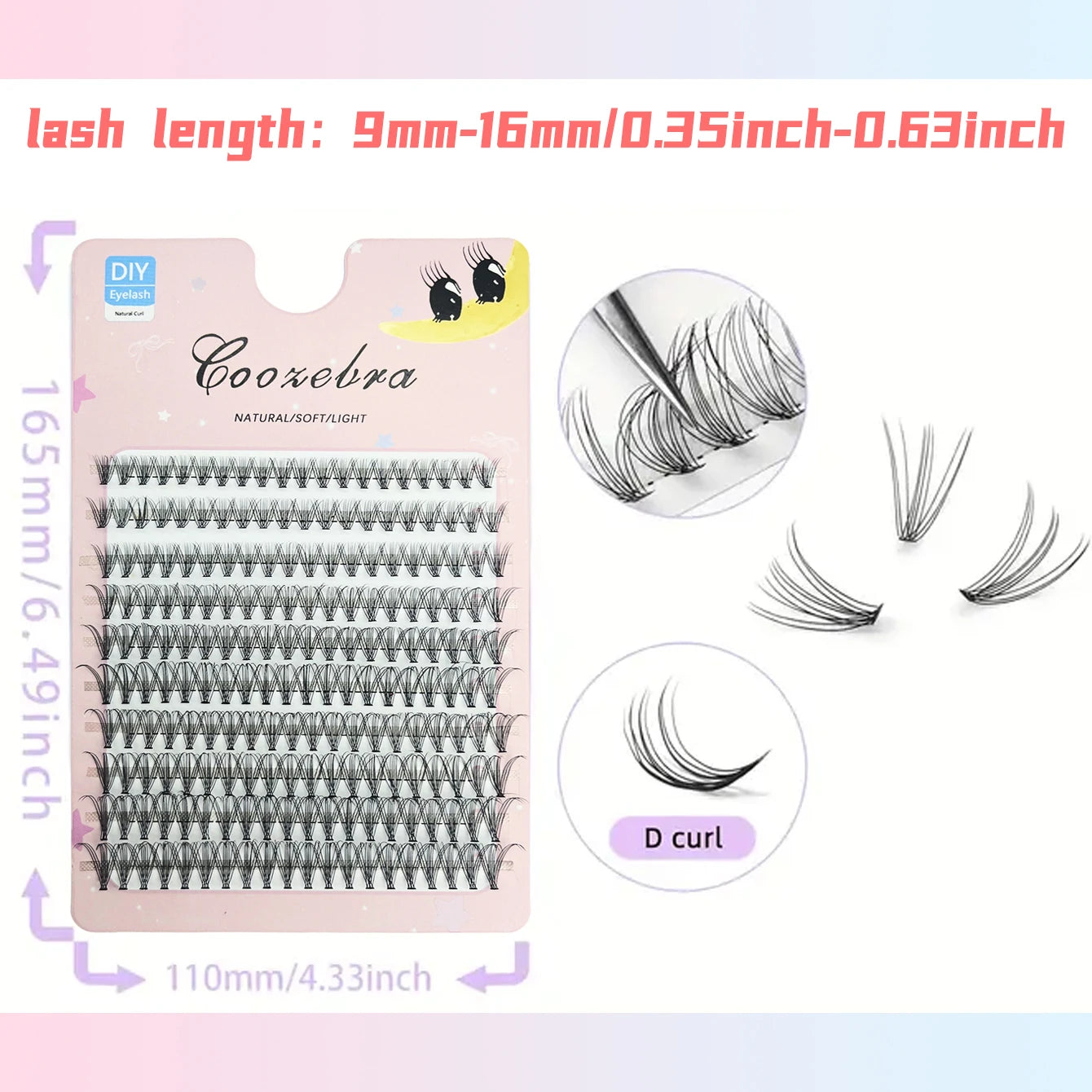 200pcs Individual DIY Eyelash Soft, Natural Look, 9-16mm, Beginner-Friendly & Reusable, Cat Eye Style, 0.07mm Thickness