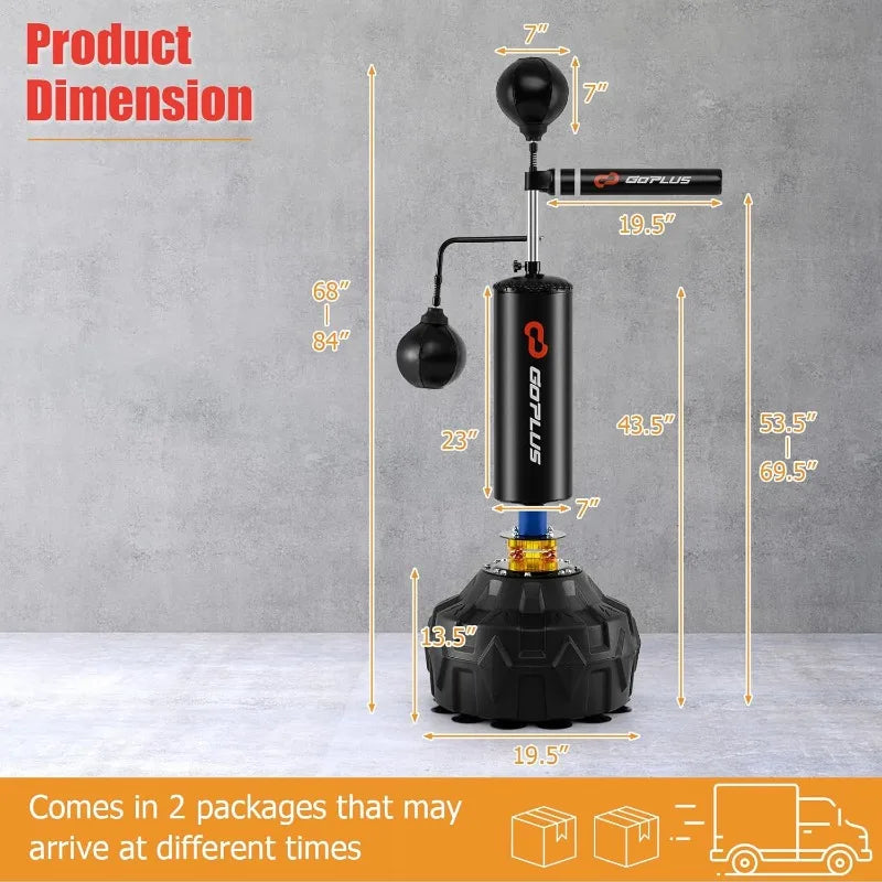 Goplus Boxing Speed Trainer, Freestanding Punching Bag 360° Spinning Bar with 2 Reflex Speed Balls, Shock Absorbers,