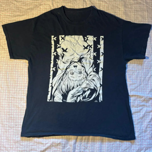 European and American fashion street wear 90s emo dark themed cartoon print retro clothing Gothic loose T-shirt
