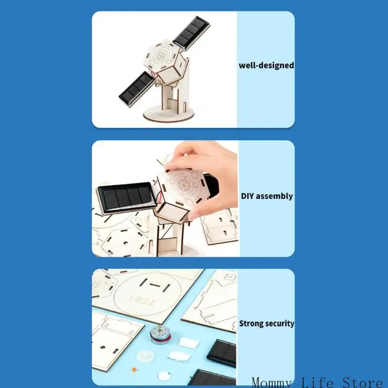 DIY Solar Drive Toy Solar Power Artificial Satellite Model Educational Satellite Making Kits Science Experiment