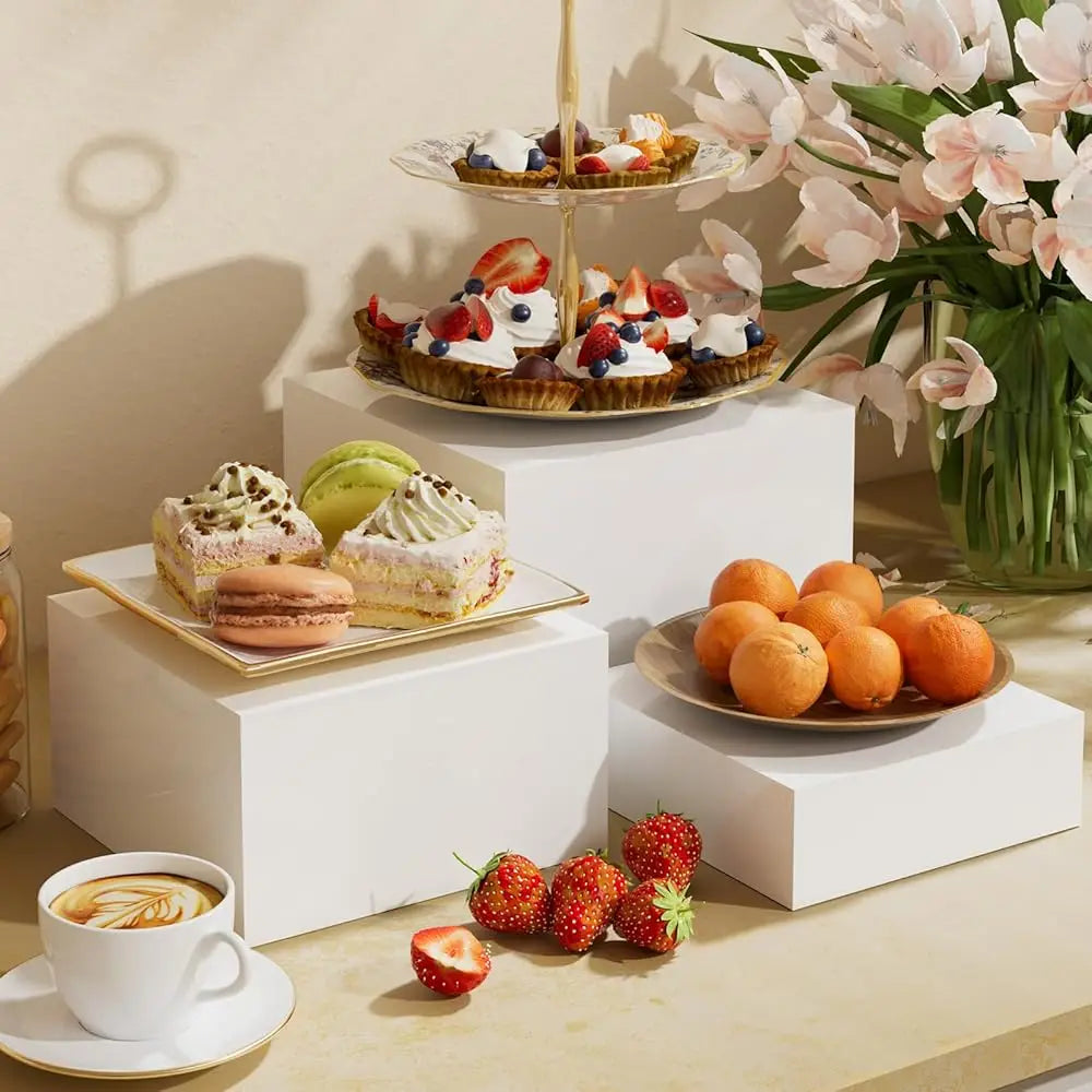 3 Pcs Acrylic Buffet Risers, Food Display Stand For Buffet Table, Dessert Cube Boxes With Hollow Bot For Party Food Display,