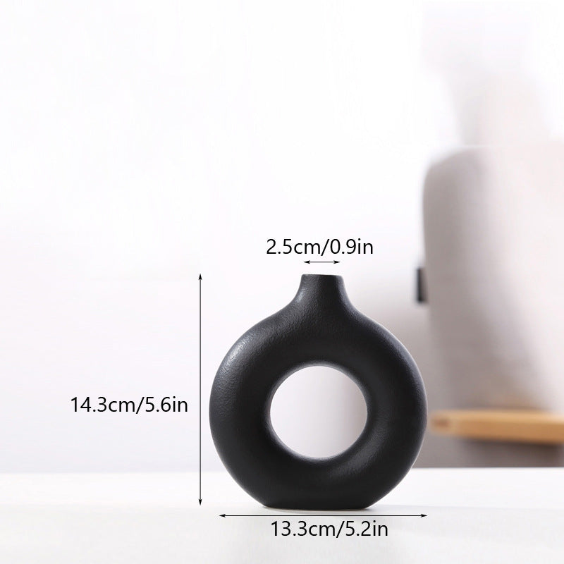 Donut Plain Burned Ceramic Vase Ins Wind