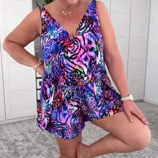 European And American One-piece Swimsuit Fashion Printed Sling