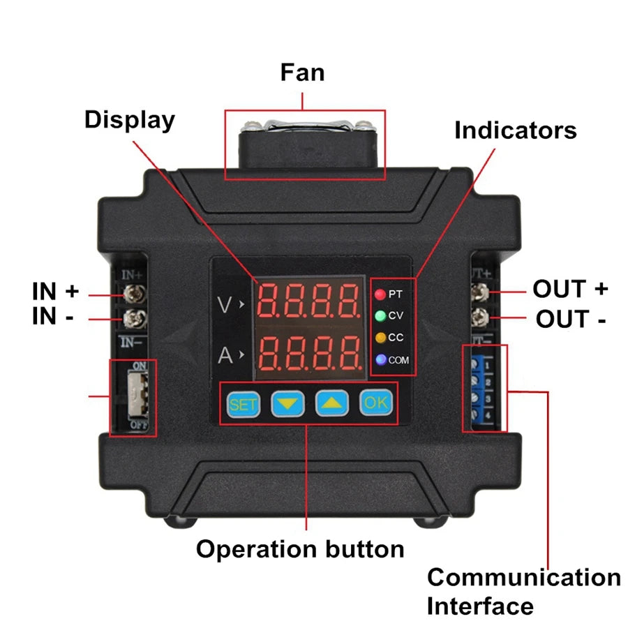 DPM8650 485RF DPM8650 60V 50A Remote Control Voltmeter Programmable Power Supply Solar Charging Constant Current Converter TTL