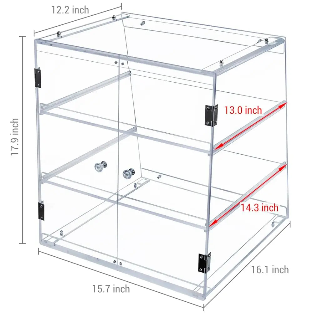 3 Tier Premium Clear Acrylic Bread Box, Professional-Grade Retail Bakery Pastry Display Case With Removable Trays And Magnetic
