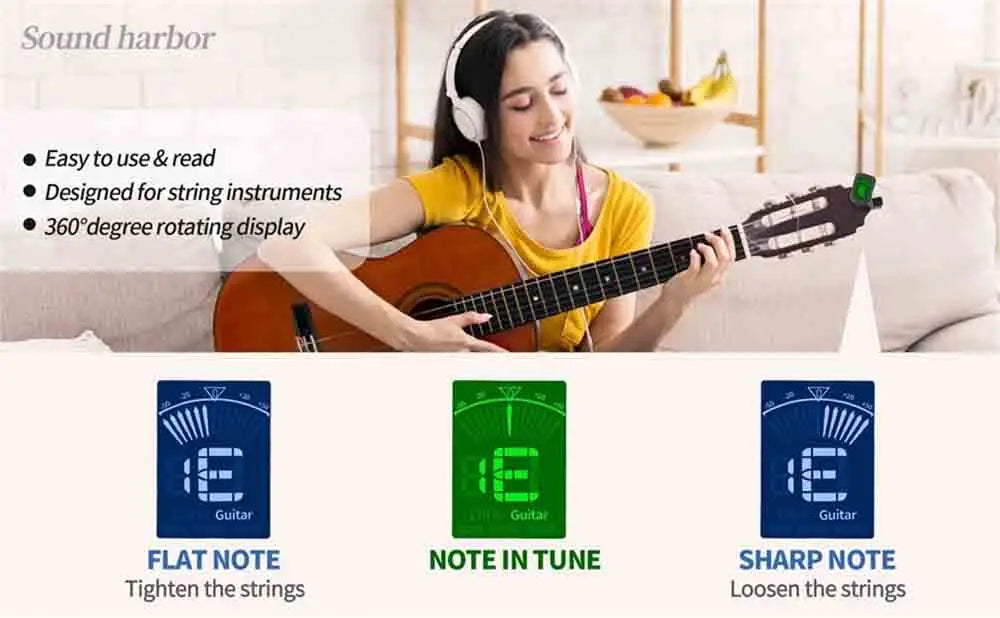 1Pcs Guitar Tuner For All Instruments Clip on Electronic Tuner for Guitar Bass Ukulele Violin Mandolin Banjo
