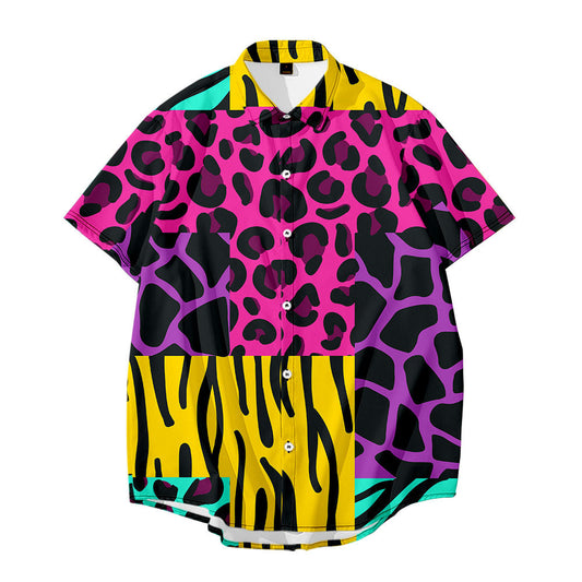 Fashion Men's Shirts Geometric Camouflage Personality