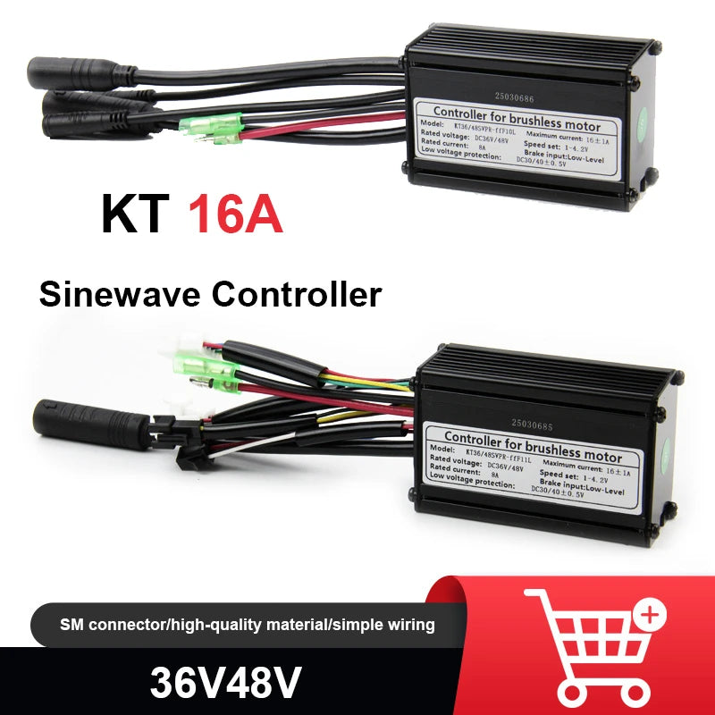 E-bike Controller 36V/48V Bike KT-16A SineWave Controller with Lamp Wire For 350W Motor,Bicycle Retrofit  Accessories