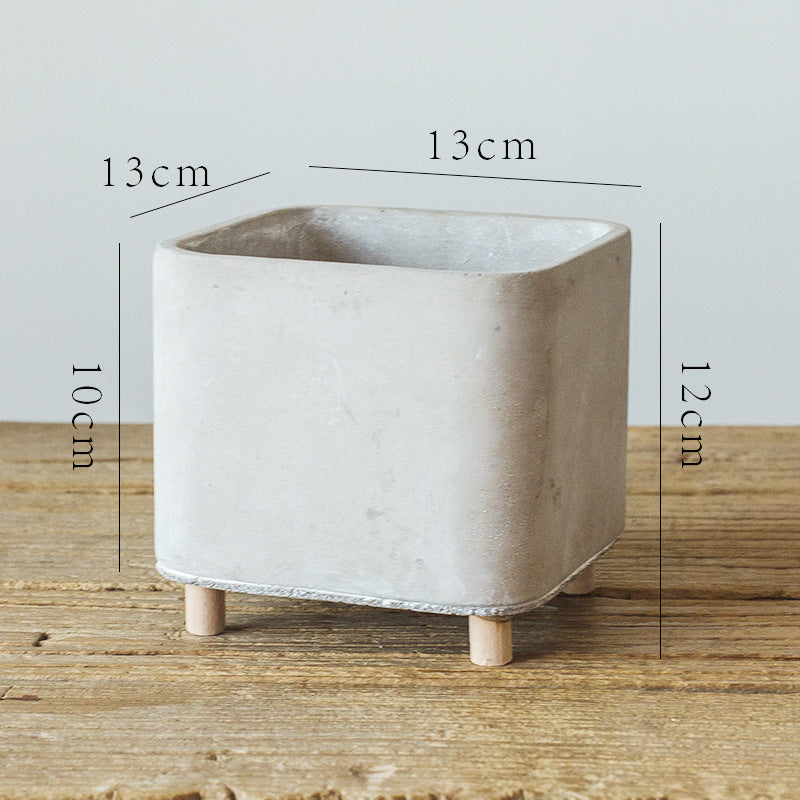 Desktop Cement Flowerpot With Legs