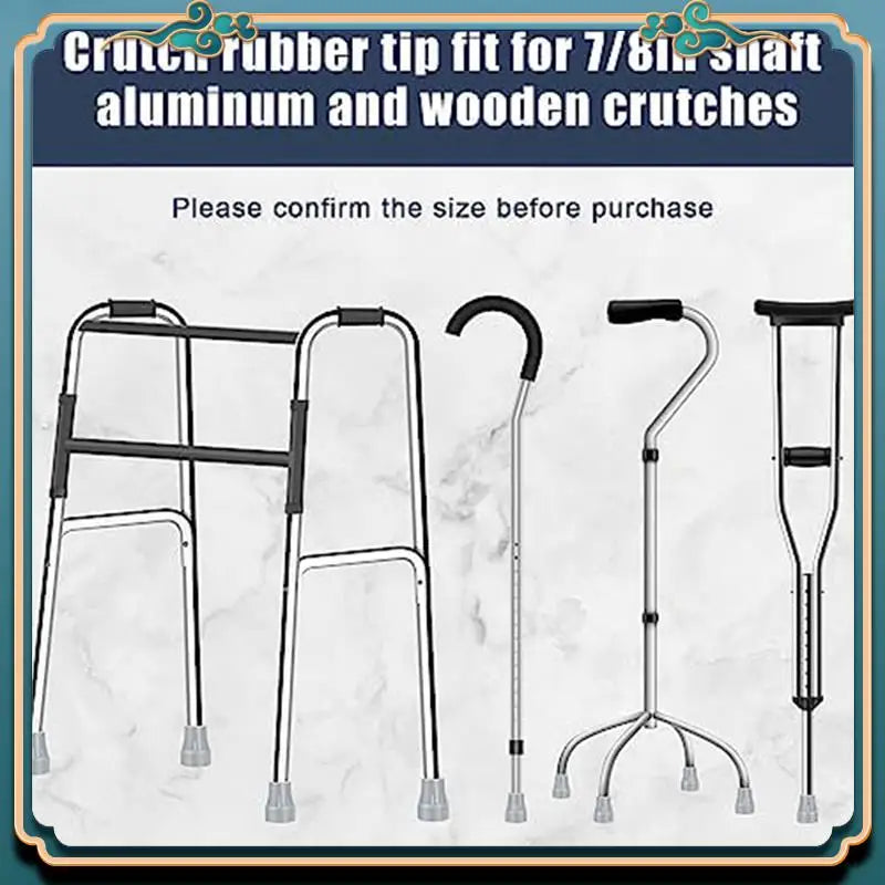 Crutch Tips, 7/8Inch Heavy Duty Non-Slip Rubber Cane Tips, Replacement Cane Foot Caps, Foot Crutch Accessories 6 PCS