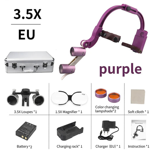 Dental Loupes Wireless LED Dental Headlight Lamp Rechargeable Headlamp Surgical Luxury Magnifying Glasses Dentists Lab Equipment