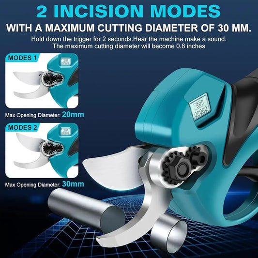 Cordless Electric Pruning Shears with LCD Display Battery Powered Branch Cutter 1.2Inch Cutting Diameter SK5 Garden Orchards