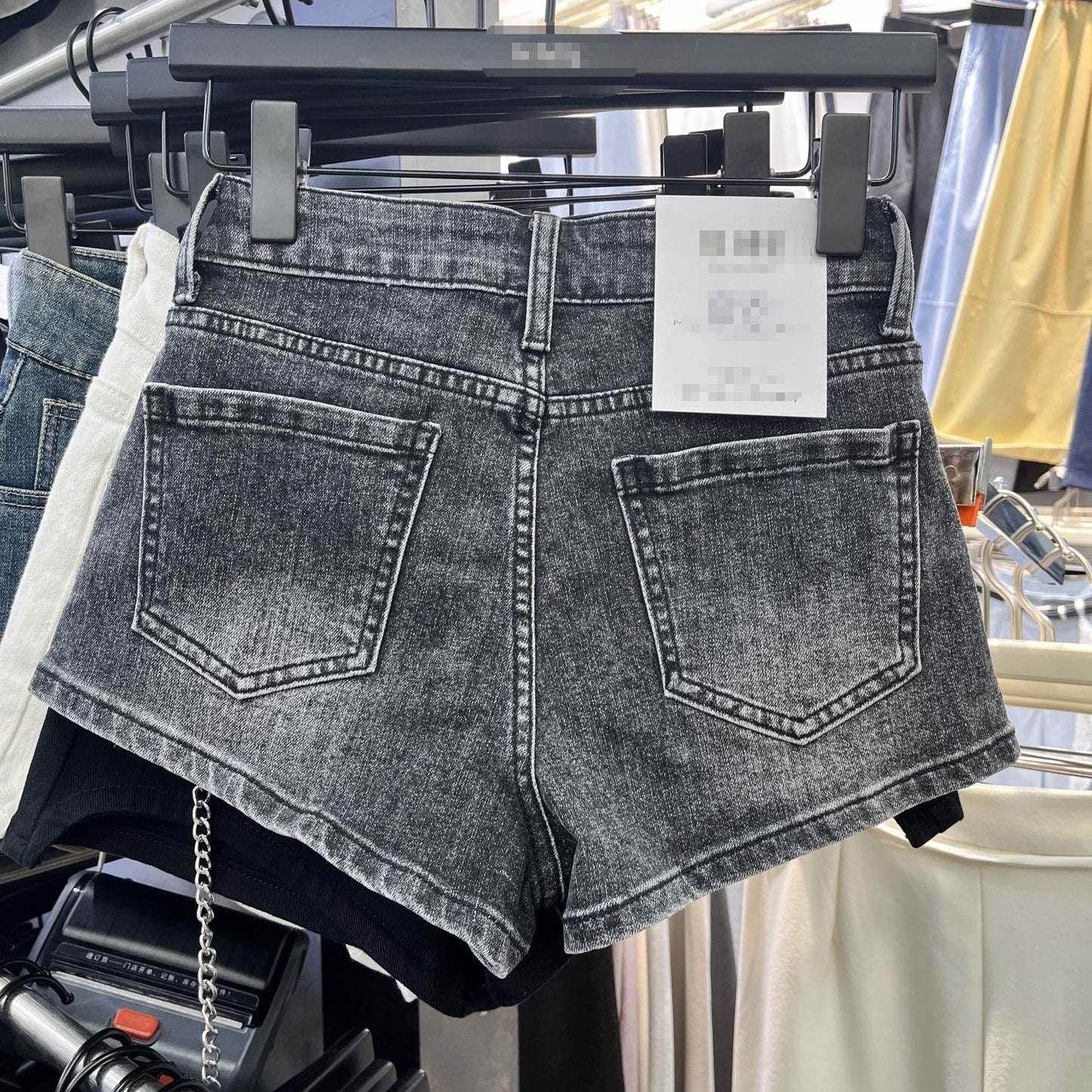 Brushed White High Waist Slim Fit Small Denim Shorts