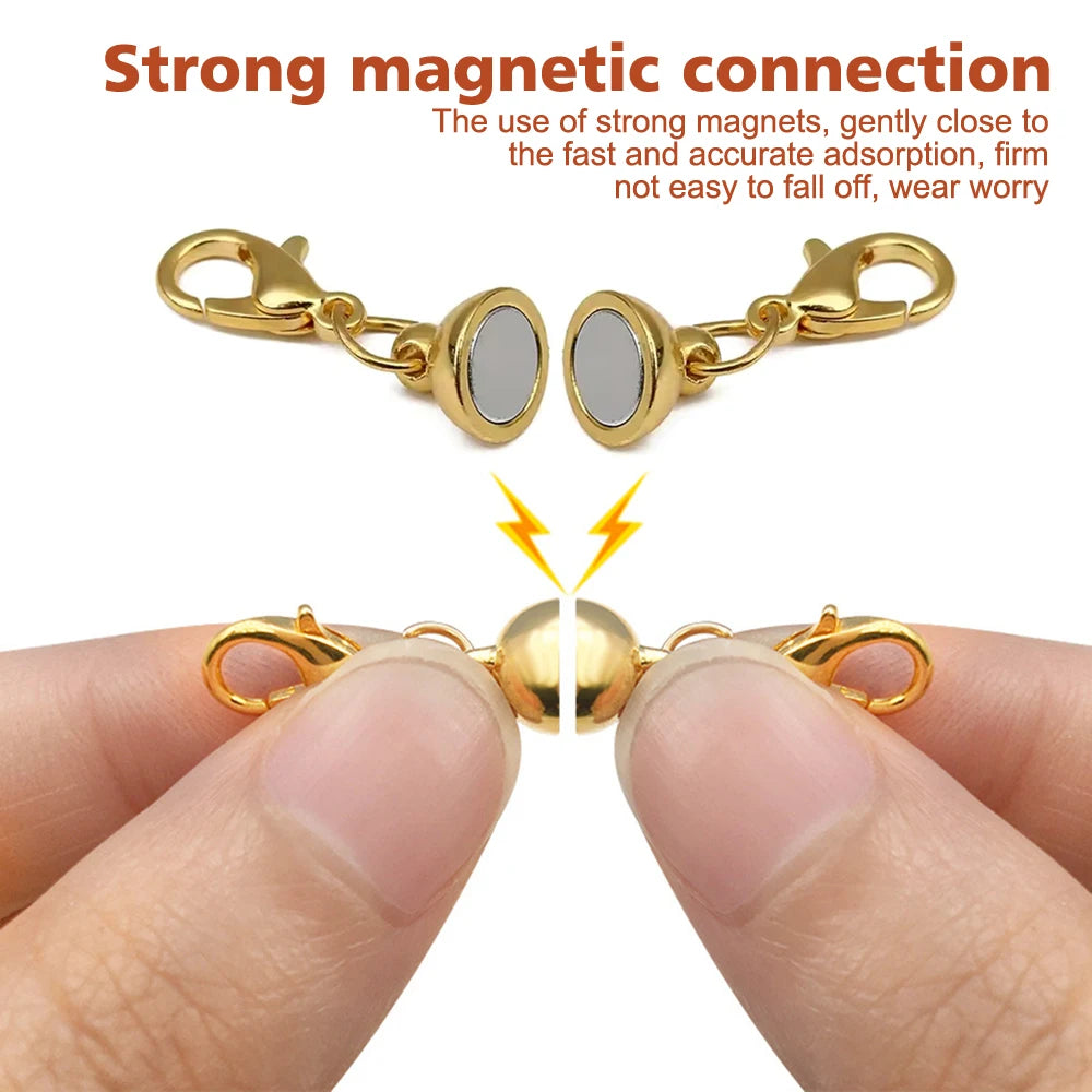 10 Pairs Necklace Magnet Connector Gold Siver Cylindrical Magnetic Clasp Connectors For Jewelry Making Necklace Bracelet