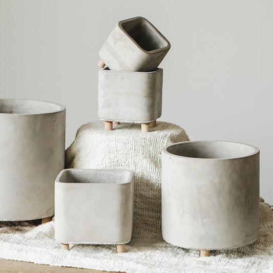 Desktop Cement Flowerpot With Legs