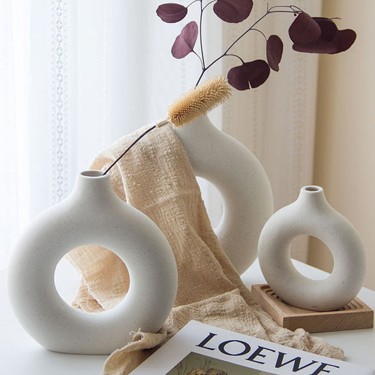 Donut Plain Burned Ceramic Vase Ins Wind