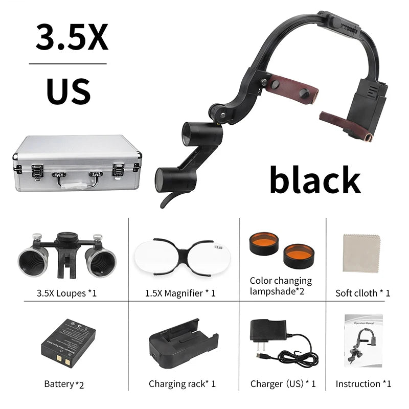 Dental Loupes Wireless LED Dental Headlight Lamp Rechargeable Headlamp Surgical Luxury Magnifying Glasses Dentists Lab Equipment