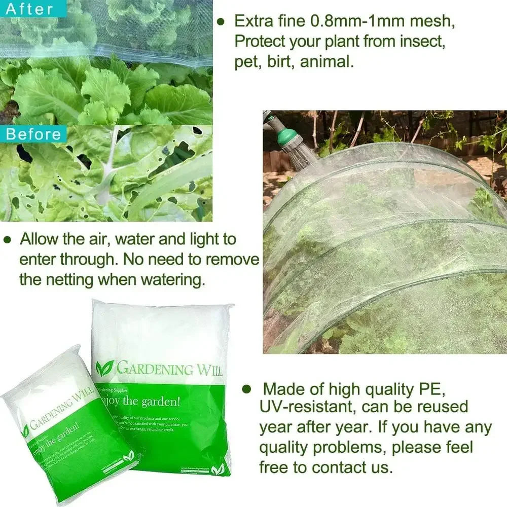8FT x 100FT Fine Mesh Garden Netting Insects Birds Plant Protection Barrier Covering Greenhouse Fruit