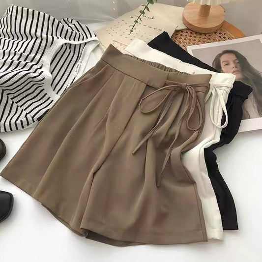 Casual Lace-up Suit Shorts Irregular Loose Wide-leg Casual Pants