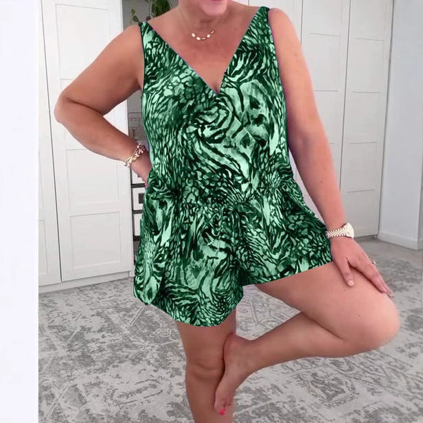 European And American One-piece Swimsuit Fashion Printed Sling