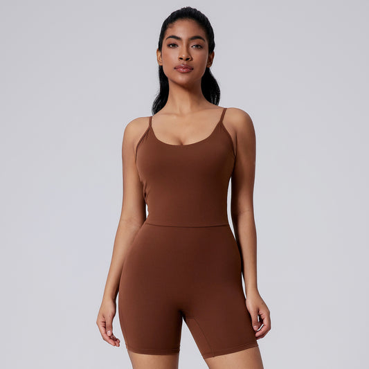 Beauty Back Yoga Jumpsuit Sports Shorts Slim Outdoor