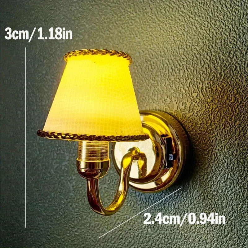 1pcs Mini Lighting Lamp Wall Doll House Light Model Miniature ON/OFF Switch DollHouse Lightweight Kids Toy Decor Accessories
