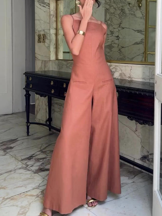 Brown Halter Back Jumpsuit