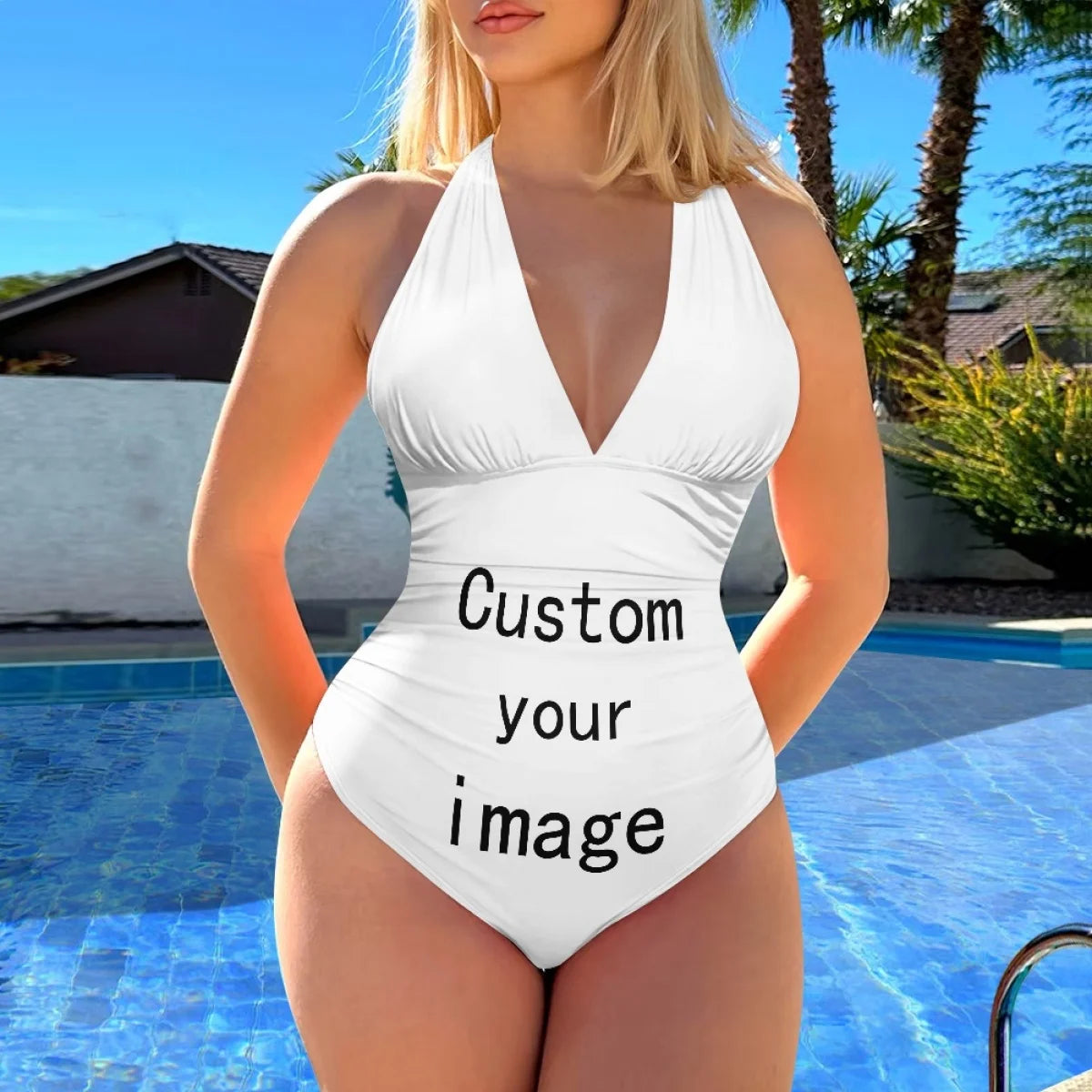 2025 Summer Women's 3XL Sexy Hawaiian Hibiscus Flower Polynesian Tattoo Printed Swimsuit One-piece Backless Beachwear Swimsuit